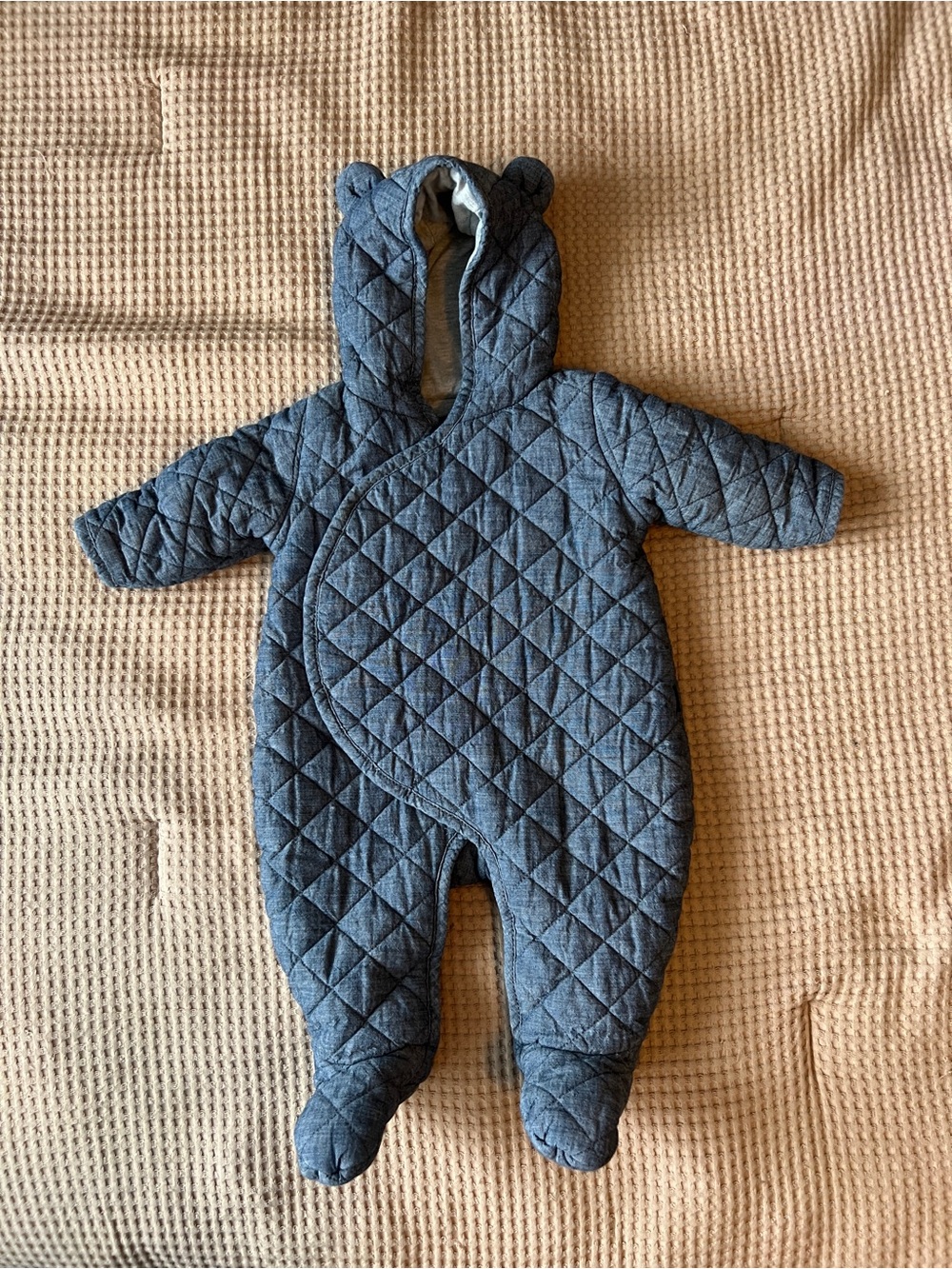 Baby Quilted Chambray Bear One Piece Coat Jumper